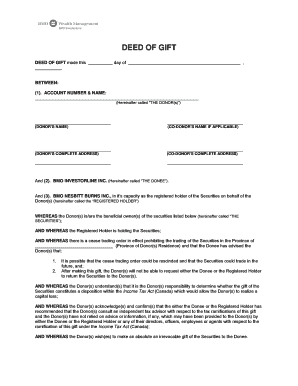 Deed of gift money template - bmo gift letter