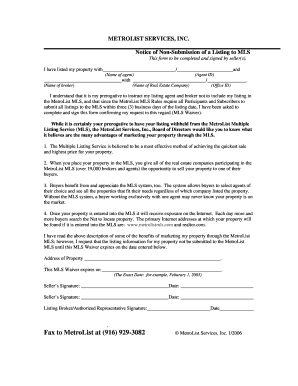 MetroList MLS Waiver Form