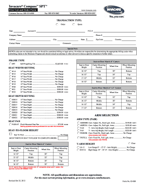 Invacare Compass SPT Order Form