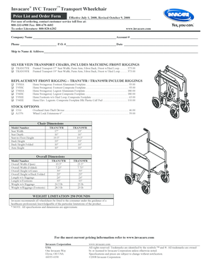 Invacare Wheelchair Order Form