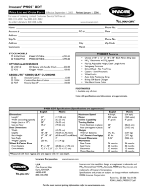 Invacare P9000 XDT Order Form