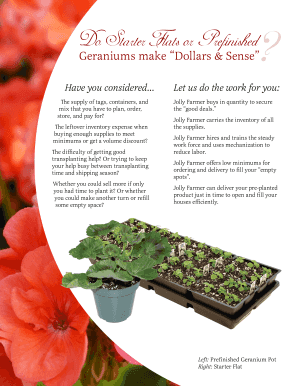 Jolly Farmer Geranium Order Form