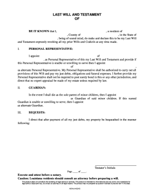 Last Will and Testament Template