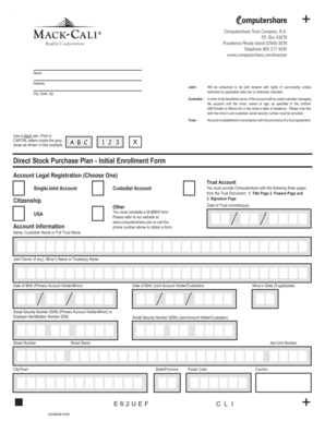 Direct Stock Purchase Plan Enrollment Form