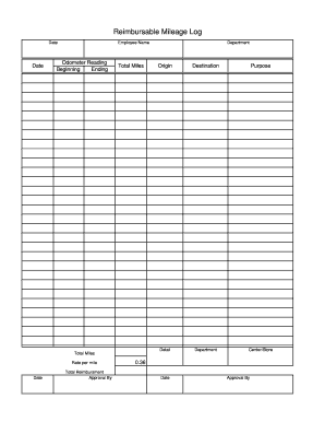 Reimbursable Mileage Log