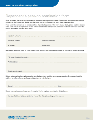 UK Dependant’s Pension Nomination Form