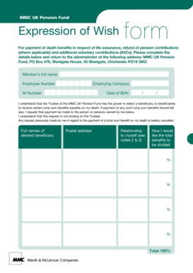 MMC UK Pension Fund Expression of Wish Form