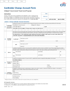 Citibank Government Travel Card Change Form