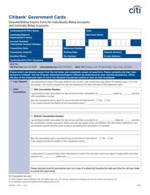 Citibank Government Cards Dispute Form
