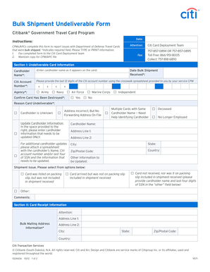 Bulk Shipment Undeliverable Form