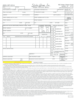 Shaker Group Shipping Waybill