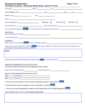 Employment Application Form