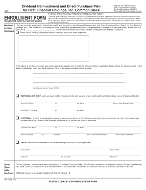 First Financial Dividend Reinvestment Form