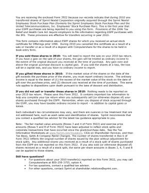Communication to accompany Form 3922 for Fidelity Transfers. Image