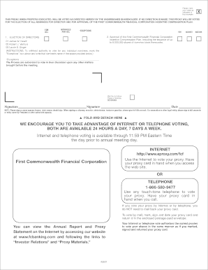 First Commonwealth Financial Corporation Proxy Form