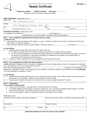 New York Resale Certificate ST-120