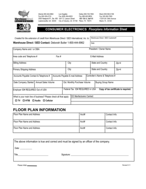 Consumer Electronics Floorplans Information Sheet