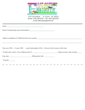 Subscription Renewal Form