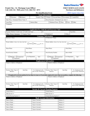 Mortgage Loan Pre-Qualification Form