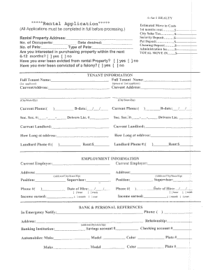 Rental Application Form
