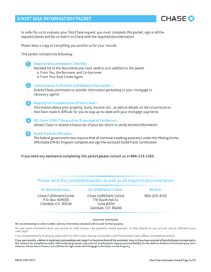 Chase Short Sale Information Packet