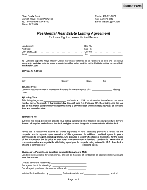 Residential Real Estate Listing Agreement