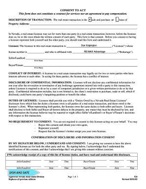 Nevada Real Estate Dual Agency Consent Form