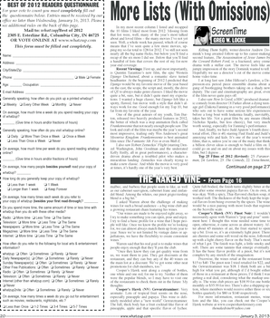 Best of 2012 Reader Questionnaire