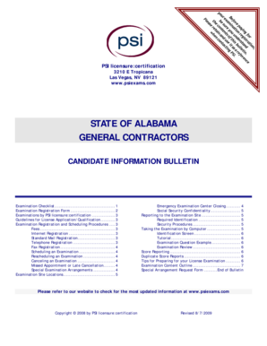 Alabama General Contractor Examination Registration Form