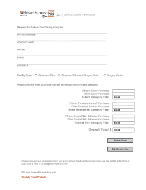 Request for Suture Tier Pricing Analysis