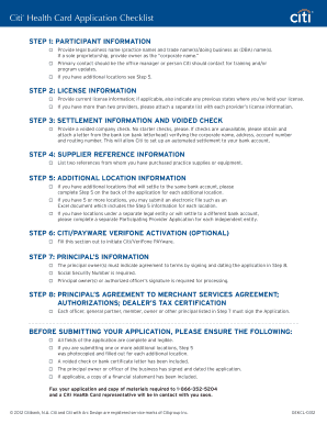 Citi Health Card Participating Provider Application