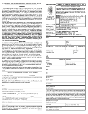 AKC Dog Show Entry Form
