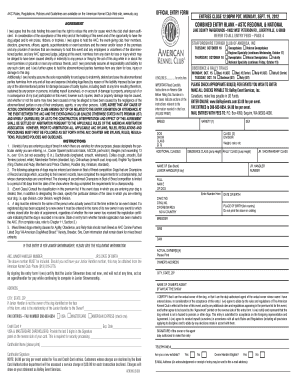 AKC Dog Show Entry Form