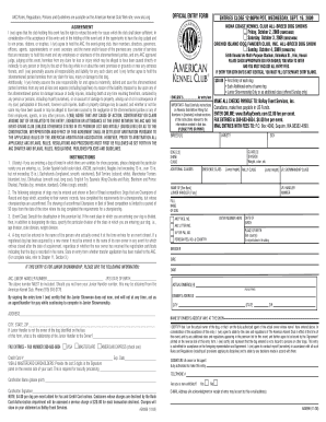 AKC Dog Show Entry Form