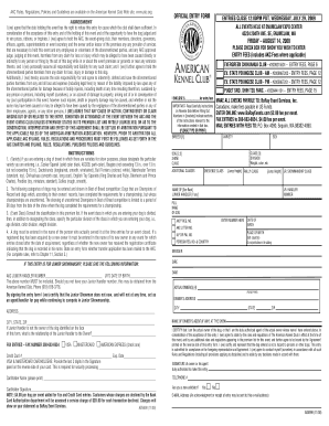 AKC Dog Show Entry Form