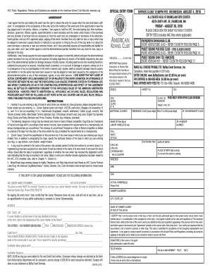 AKC Dog Show Entry Form