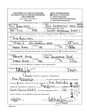 Florida Campaign Treasurer Appointment Form