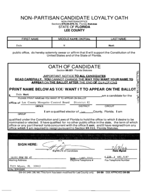 Florida Non-Partisan Candidate Loyalty Oath