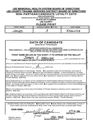 Florida Non-Partisan Candidate Loyalty Oath