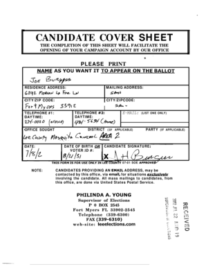 Candidate Cover Sheet