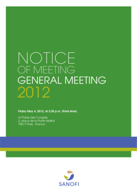 Sanofi General Meeting Notice 2012