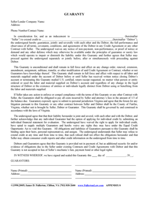 Personal Guaranty Form (Appendix 8)