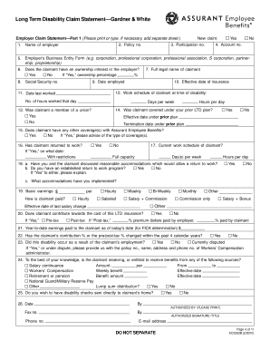 Long Term Disability Claim Statement