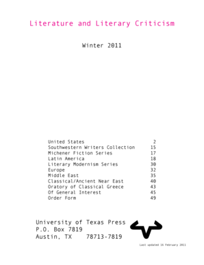 University of Texas Press Order Form