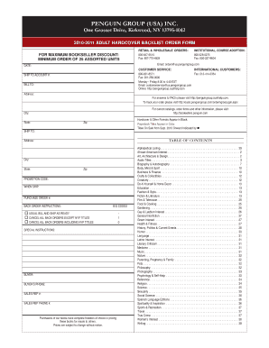 Penguin Group Adult Hardcover Backlist Order Form