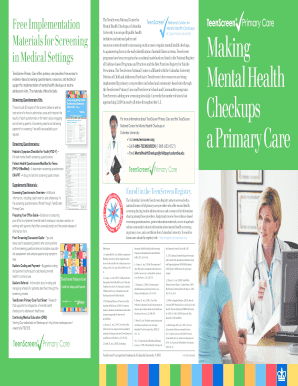 TeenScreen Primary Care Mental Health Checkup