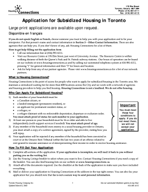 Application for Subsidized Housing in Toronto