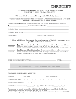 Christie's Wine Payment and Delivery Form
