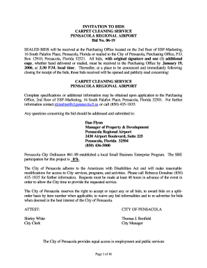 Invitation carpet cleaning bid form