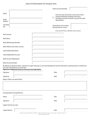 Letter of Authorization for 3rd Party Wires